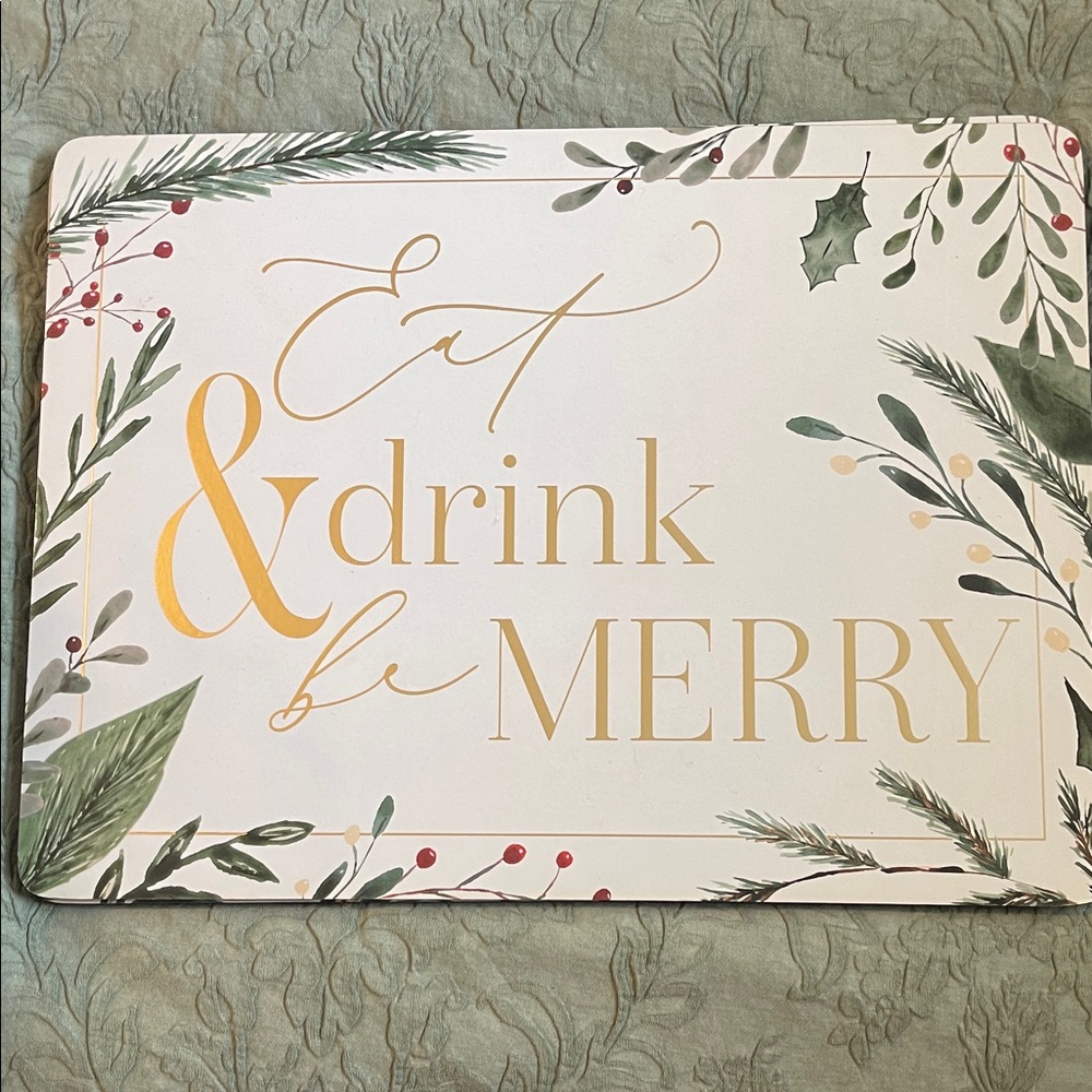 Festive Holiday Placemat with Gold Accents
